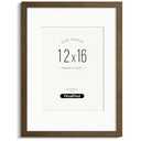 FinalFind Minimalist 12x16 Picture Frame with Mat for 8.5x11, Brown Walnut, Solid Wood 12x16 Frame for Posters or Art Prints, Lightweight for Wall Mount (Single, Walnut)