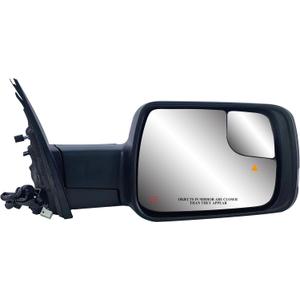 Passenger Right Side Door Mirror Power and Heated Glass with Signal Light and BLIS Puddle Light Manual Folding Textured Back Cover for RAM 1500 from 2019 to 2024, Large