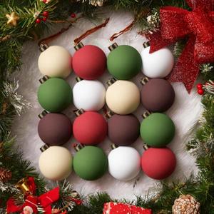 HyDren 20 Pcs Matte Christmas Ball Ornaments 2.4 Inch Neutral Rustic Christmas Tree Decorations Boho Red Burgundy Green White Beige Xmas Ball Ornament for Tree Farmhouse Garland Decor (Retro Color)