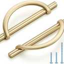 HOME EDIT Brushed Brass Cabinet Pulls, 5 Inch Hole Center, 128 mm, Curved Design Cabinet Handles for Kitchen,Cupboard, Drawer & Bathroom 6 Pack