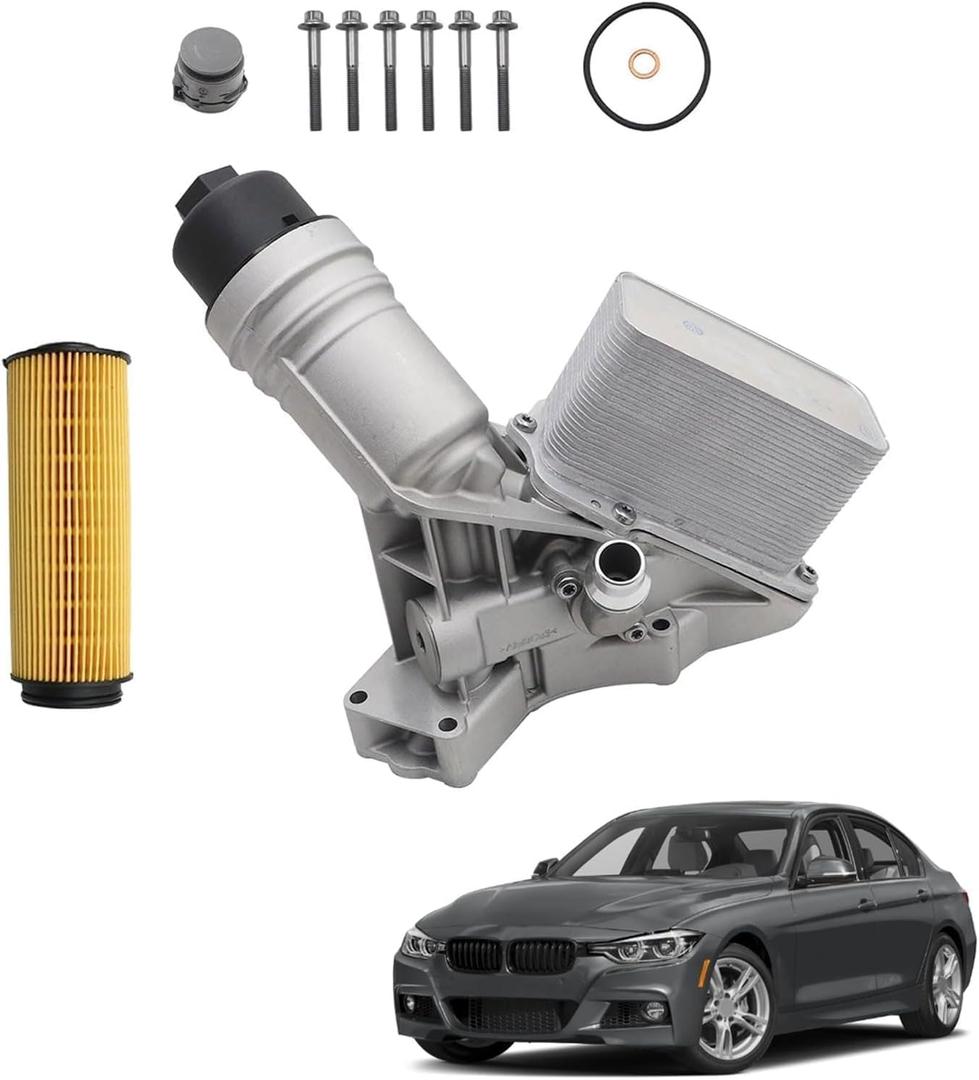 SecosAutoparts Aluminium Engine Oil Cooler Filter Housing Assembly, 11428583895 Fit for BMW X3 X4 X5 X6 X7 340i 440i 540i 640i 740i 745e 840i M2 M240i M3 Z4 2016-2023 3.0L Replace 11428511391