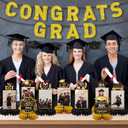 11PCS Prom 2025 Graduation Decorations Honeycomb Photo, Congrats Grad Banners and Table Honeycomb Photo Centerpiece Congratulate Graduation Table Toppers for Party Supplies
