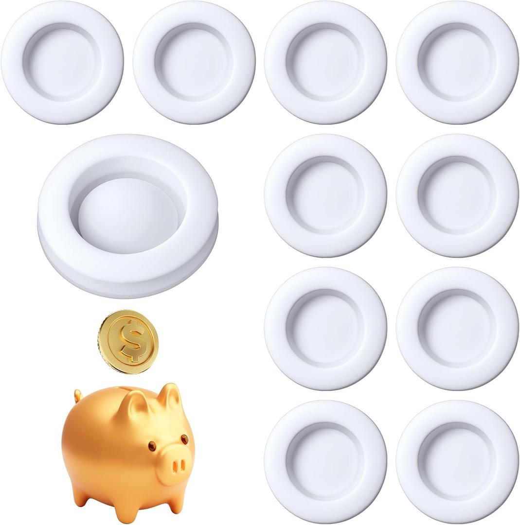10 Pieces Piggy Bank Stopper, Piggy Bank Plug, White Rubber Stopper Covers, 1.45 Inch Outer Diameter, Money Saving Box Closure, Hole Protector and Seal