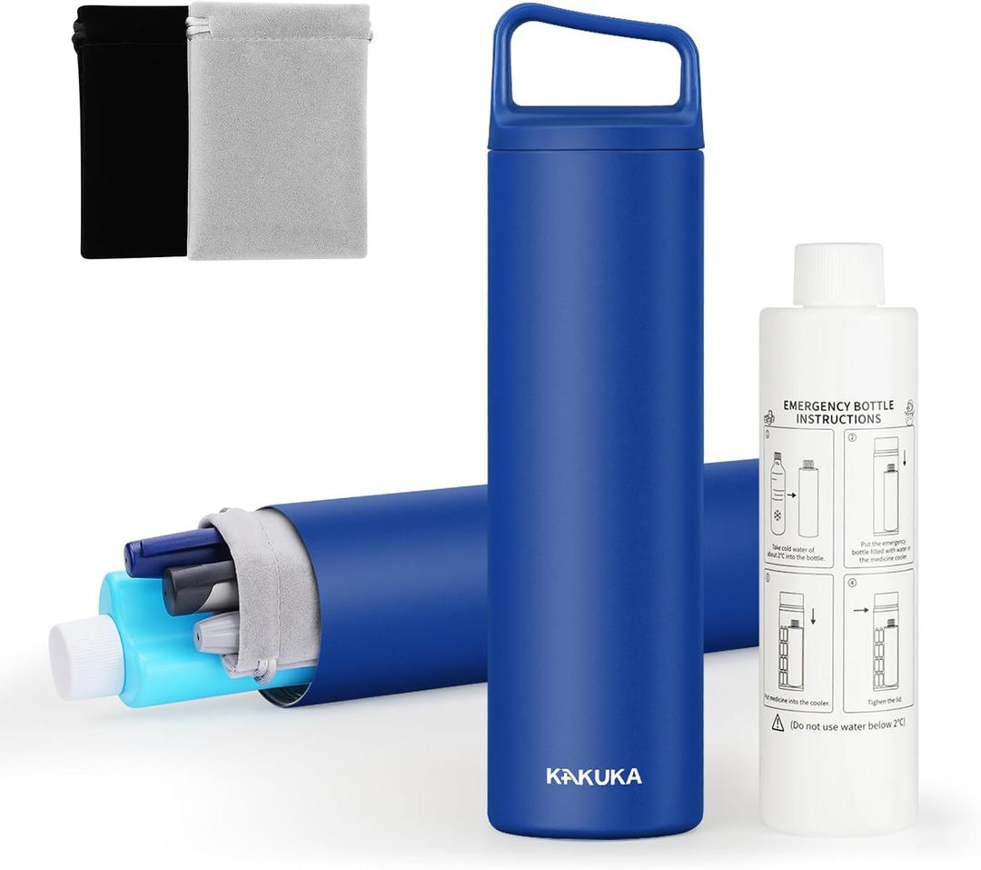 Insulin Cooler Travel Case, Medication Diabetes Supplies, 60H Insulin Pens Cold Bottle, 5-in-1 Diabetic Medicine Cooler, TSA Approved, with Gel Ice Pack and Emergency Bottle(Blue)