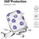 Compatible with AirPods Case Cover, Soft TPU Case with Cute Flower Pattern for AirPods 2&1 Generation Case with Pendant Keychain and Carabiner for Girls Women (Purple)