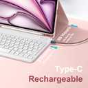 Keyboard Case for iPad Air 11-inch M2 2024, Smart Folio Leather Cover with Pencil Holder for iPad 6th Gen M2 11 inch, Rechargeable, Magnetic Wireless Keyboard for iPad Air 11 6th Gen, (Pink)