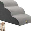 Pet Steps Dog Stairs for Sofa Couch and Bed High Density Sponge Pet Ramp with Removable Washable Cover Non-Slip Base Stable Dog Steps 15.7" H (3-Steps Gray)