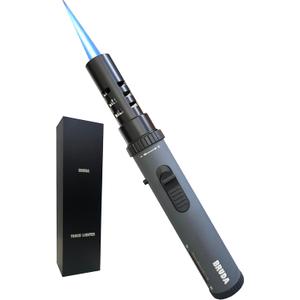 Bruda Hand Butane Torch, Camping Blow Lighter with Fuel Window, Gas Refillable, Adjustable Big Flame, Blowtorch for Starting Fire, Campfire, BBQ, Survival, Welding, Gift (Butane Not Included)