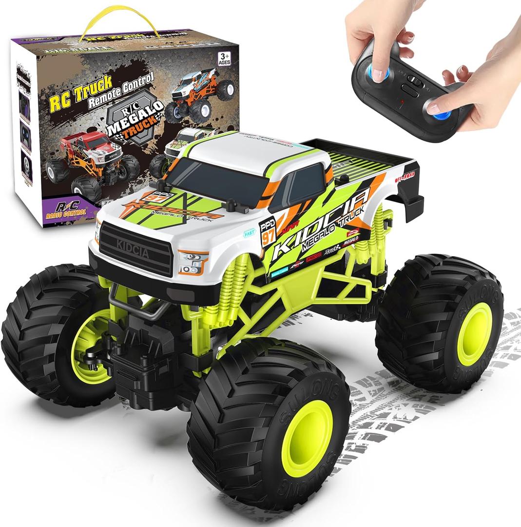 Scientoy Remote Control Car, 20KM/H Monster Truck Toys for Ages 5-7, 1:16 Scale All Terrain RC Cars for Boys & Girls Age 4-7, 2.4Ghz Off Road RC Truck, Christmas Birthday Gift for Kids (Green)