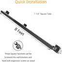 8 Feet Square Tube Handrail, Wall Mount Industrial Modern Staircase Handrail for Indoor Outdoor Steps, 600lbs Load Capacity, Metal Non-Slip Grab Handle for Stairs Loft Porch, Matte Black