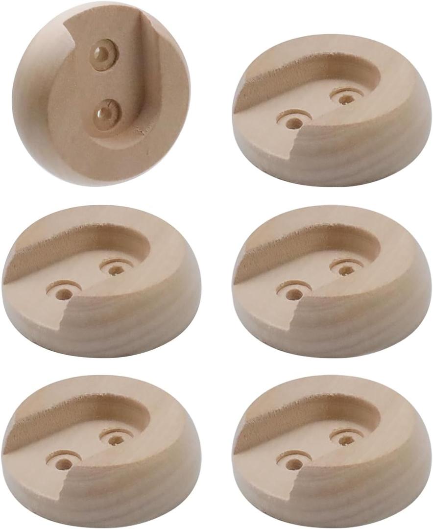 Wealrit Closet Rod Wooden Curtain Rod Bracket Pole Socket, 6 PCS Shower Holder U Brackets End Caps Support Dowel Hangers for Wall, Wardrobe, Closet and Hanging Clothes with Screws Fit for 1 Inch Rods