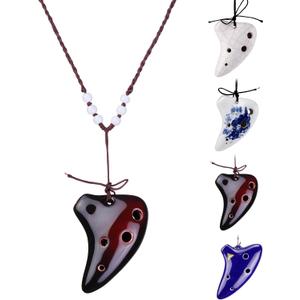 L'MS 6 Hole Ceramic Strawfire Mini Ocarina with Free Tutorial Songbook (Coffee)