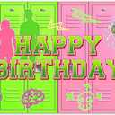 72x43inch Fabric Green and Pink Happy Birthday Backdrop Cheerleading American High School Lockers Photography Background Halloween Party Decorations Photo Props