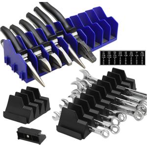 52-Tool Modular Wrench Organizer Wrench Holder, 1-Pack Plier Organizer Rack Set, Wrench Storage Set with Metric SAE Label, Extendable Design,Customizable Wrench Organizer Set for Tool Box