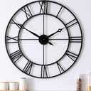 CLXEAST Large 30 Inch Wall Clocks for Living Room Decor, Roman Numeral | Battery Operated,Oversized Black Metal Wall Clock for Dinning Room,Entryway & Home Decor