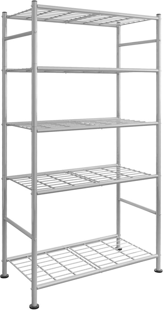 Sakugi Storage Shelves - 5 Tier Shelf Organizer, Heavy Duty Garage Shelving Unit with Leveling Feet, Stable Metal Shelves Organizer for Pantry, Kitchen and Closet, 33.0" W x 12.6" D x 72.0" H, Silver. Incomplete
