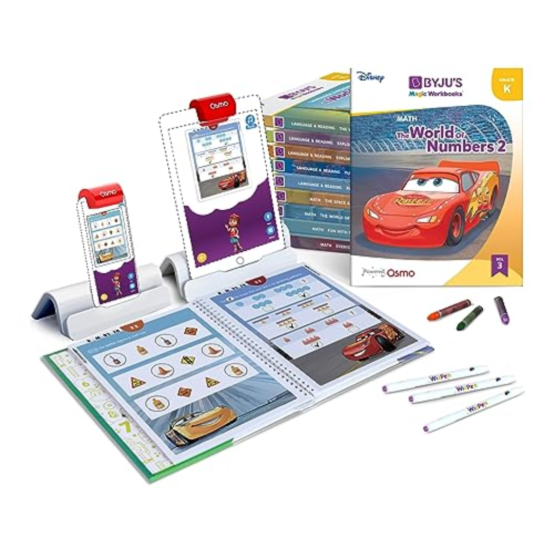 BYJU’S Learning Kit: Disney, Kindergarten Premium Edition for iPhone & iPad (App + 10 Workbooks) Ages 4-6 - Featuring Disney & Pixar Characters-Letter Sounds, Sight Words & Numbers-Osmo base included. Pack of 2.