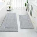 SHACOS Super Soft Bathroom Rugs Set of 2 Pieces with Bath Runner 20x32 + 20x47 inch Bath Mats Non Slip Plush Bath Rug Runner Absorbent Bathroom Carpet Machine Wash Dry, Light Grey