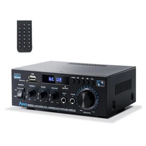 Stereo Receiver & Amplifier Home Audio Amp, AK45 Bluetooth Receiver for Home Stereo, 300Wx2, Bluetooth 5.0, 2 Channel, w/FM & Karaoke, w/USB/SD/RCA/MIC/FM in, w/Remote, for Garage Party