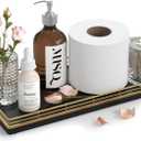 Oak Bathroom Toilet Tank Tray, 13" Paper Storage Basket Tray Back of Toilet Basket Organizer, for Perfume Makeup Candle Kitchen Counter Coffee Table Gold Decor (13" x 6.5" x 1.5")