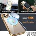 [Tri-Shield Protection] for iPhone 15 Pro Case with 360 Spin Stand Compatible with MagSafe [Magnetic CD Ring] [Screen & Camera Lens Protector] Shockproof Plating Never-Yellowing, Gold-6.1"