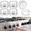 Stove knob Safety Covers for Child Upgraded Unlock Universal Size with Adult Two-Finger, Dual-Key Press Gas Stove Knob Locks Water Resistant Oil Resistant and High Temperature Resistant（5 Pack）
