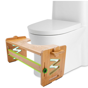 Hotodeal Toilet Stool, Bamboo 9" Poop Stool for Bathroom, Adjustable Heights Squat Stool Potty for Adults with Non-Slip Pad, 350 lbs Capability, Sturdy and Stable