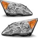Headlight Compatible with Honda CR-V 2007 2008 2009 2010 2011 Headlamp with Chrome Housing Amber Reflector Replacement Pair (Chrome Housing Amber Reflector Clear Lens)
