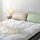 Marine Moon Queen Mattress Topper, Extra Thick Pillowtop, Cooling and Plush Mattress Pad Cover, 7D Down Alternative Fill,Soften Hard Bed (Basic - Dotted White)