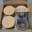 NETANY 4-pack 16oz Glass jars with Airtight Lids, Overnight Oats Containers with Bamboo Lids, Wide mouth Mason Salad jars, Glass Food Storage Containers for Snacks Yogurt Spice Sugar