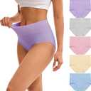 INNERSY Women's High Waisted Underwear Cotton Panties Regular & Plus Size 5-Pack (X-Large)