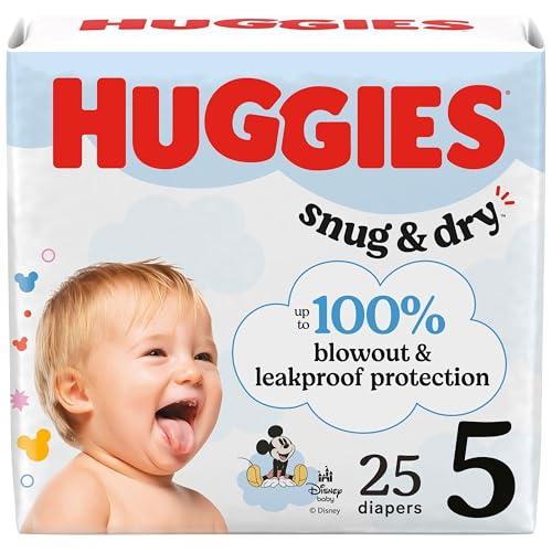 Huggies Size 5 Diapers, Snug & Dry Baby Diapers, Size 5 (27+ lbs), 25 Count 