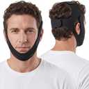Anti Snoring Chin Strap for Sleeping Adjustable, Breathable & Comfortable Snore Stopper Device for Men & Women Effective Mouth Tape Alternative for Better Sleep & Apnea Relief (Black)