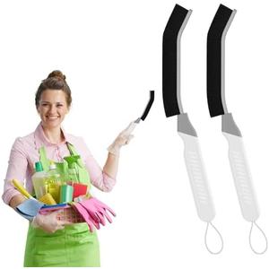 Set of 2, Cleangor Crevice Cleaning Brushes, Scrub Brush Tool for Hard to Reach Tight Spaces, Home Essentials Cleaning Supplies for Shower, Bathroom, Kitchen, Toilet, Window (2, White)