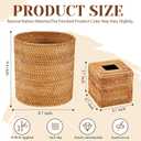 Teenyyou 2 Pcs Rattan Trash Can and Tissue Box Cover Set, Log Color
