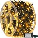 FUNPENY 164FT 500 LED Christmas Indoor Outdoor Decorative String Lights, 8 Modes Waterproof Green Wire LED Fairy Light for Christmas Party Wedding Garden Home Decoration (Warm White)