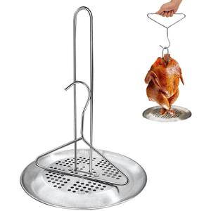 Meititi Stainless Steel Materials Turkey Fryer Stand Kit,Turkey Smoker Stand Turkey Rack,Turkey Roaster Holder,for Deep Frying Pot,Indoor and Outdoor BBQ,Turkey Stand for deep Frying
