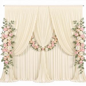 50x15ft Champagne Backdrop Curtains for Parties Wrinkle Free Fabric Backdrop Curtain Wedding Photo Drapes Backdrop for Birthday Party Baby Shower Bridal Shower Photography Back Drop 10 Panels 5x15FT