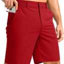 Men's Casual Shorts 9" Lightweight Golf Shorts for Men Stretch with 3 Pockets Quick Dry Breathable Work Shorts(Red,M) (Red, M)