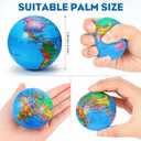 Vinsot 60 Pack Globe Squeeze Balls Bulk 2.5 Inch Mini Globe Stress Balls Earth Bouncy World Earth Relief Stress Toys for Finger Exercise School Classroom Office Party Favors(Classic,Blue)