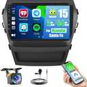 [2G+64G] Android 15 Car Radio Stereo for Hyundai Santa Fe 2013-2017 with Wireless Carplay Android Auto, 9 inch Touch Screen Radio Bluetooth WiFi GPS FM RDS EQ+Free AHD Backup Cam