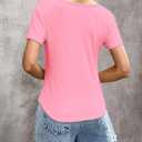 Womens T Shirt Short Sleeve Tshirt Ribbed Basic Tops Tee (Pink)
