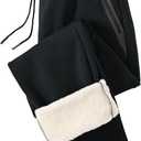 STICKON Mens Winter Fleece Pants Warm Sherpa Lined Sweatpants with Pockets (XX-Large, S2 Blackopen Bottom)