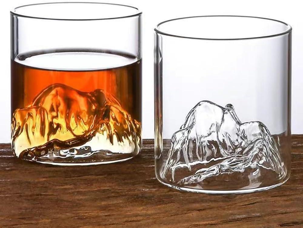 Japanese Fujiyama Glasses, Old Fashioned Whisky Glasses Set of 2, 300ml (Transparent)