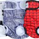Avont 3 Pack Washable Female Dog Diapers, Premium Reusable Highly Absorbent Doggie Period Panties Durable Dog Diaper Cover -S Web/Milk/Jeans