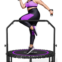 BCAN 450 LBS Foldable Mini Trampoline, 40" Fitness Trampoline with Bungees, U Shape Adjustable Foam Handle, Stable & Quiet Exercise Rebounder for Adults Indoor/Outdoor Workout