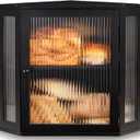 BRONYPRO Double Layer Corner Bread Box for Kitchen Counter with Height-adjustable Partition, Large Black Bamboo Wooden Bread Box for Multiple Loaves, Modern Breadbox for Kitchen Countertop