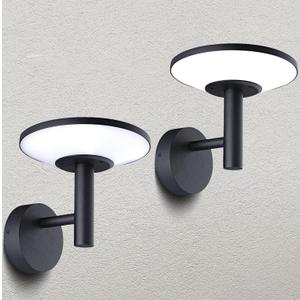 2 Packs Outdoor Wall Lights LED Integrated, Exterior Light Fixture Waterproof IP54, Aluminum Die-cast Outdoor Wall Lantern, Modern Black Outdoor Wall Sconce for Porch, Patio, Corridor