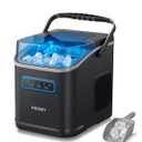 HiCOZY Clear View Ice Maker Countertop, Self-Cleaning Ice Machine with Ambient Lights, Ice in 6Mins, 26 lbs/Day, 2 Sizes of Bullet Ice for Apartment/Kitchen/Office/Home Bar(Black) (12.4"D x 11.3"W x 9.5"H)