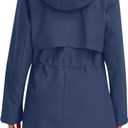 ATLASLAVA Rain Jacket Women Waterproof Long Raincoat Hood Lightweight Windbreaker Outdoor Coat XL